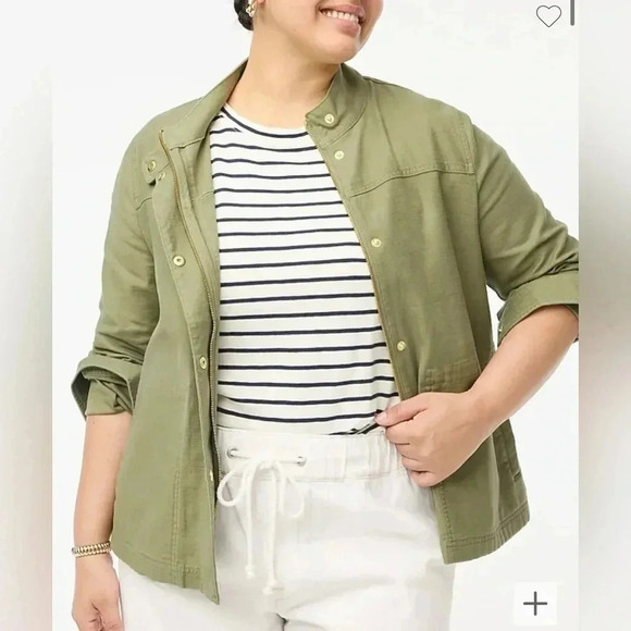 J Crew Utility Jacket Olive Green NWT Women’s Size XL Cotton Blend Zip Up - Picture 1 of 12